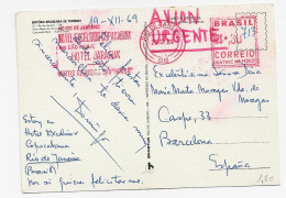 3771  Postal  Aérea , Urgente, Rio De Janeiro 1969, Brasil , Hotel Excensior Capacabana, Hotel Jaragua , - Cartas & Documentos