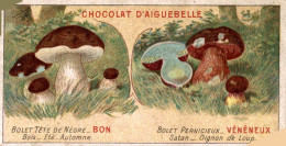 CHROMO CHOCOLAT D'AIGUEBELLE  LES BONS ET MAUVAIS CHAMPIGNONS BOLET TETE DE NEGRE BON BOLET PERNICIEUX VENENEUX - Aiguebelle