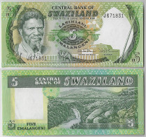 Banknote Swaziland 5 Emalangeni 1984 Pick-9 King Sobhuza II Uncirculated - Swasiland