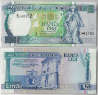 Banknote Malta 5 Liri 1994 Pick-46d Uncirculated (catalog US$45) - Malta