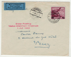 Liechtenstein // Poste Aérienne // Erster Postflug Vaduz-Altenrhein-Innsbruck Du 1.07.1935 - Posta Aerea