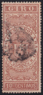 GIR-100 CUBA ESPAÑA SPAIN REVENUE 10c 1867 GIROS POSTAL USE CANCEL PARRILLA ANTILLANA. - Portomarken