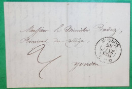 LETTRE MOUDON CANTON DE VAUD POUR YVERDON 1835 LETTRE COVER FRANCE - ...-1845 Préphilatélie