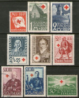 FINLANDIA- FINLAND 9 Sellos SOBRETASA PARA LA CRUZ ROJA Años 1930-40 – Valorizados En Catálogo € 26,05 - Altri & Non Classificati