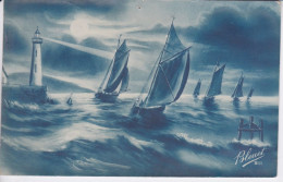 THEME PAYSAGE DE LA MER -  BATEAU - BATEAUX VOILIER AU CLAIR DE LUNE - Voiliers