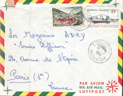 MADAGASCAR AFFRANCHISSEMENT COMPOSE SUR LETTRE POUR LA FRANCE 1964 - Madagascar (1960-...)