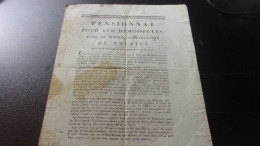 ARDECHE CIRCA 1800 THUEITS THUEYTS PROSPECTUS MARIE RIVER PENSIONNAT POUR DEMOISELLES MAISON INSTRUCTION ARDECHE - Documents Historiques