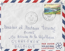 Lettre Air Mail De Papeete Pour Quaregnon 1967 - Tahití