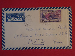 BT3  VIETNAM BELLE LETTRE  1952  PAR AVION A METZ FRANCE +AFF. PLAISANT+ - Viêt-Nam