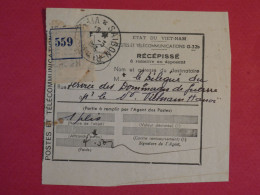 BT3  VIETNAM BELLE LETTRE D ETAT RECEPISSé RARE 1953 HANOI +INTERESSANT + - Viêt-Nam