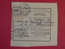 BT3  VIETNAM BELLE LETTRE D ETAT RECEPISSé RARE 1953 HANOI +INTERESSANT + - Vietnam