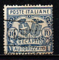 ITALIA REGNO - 1928 - RECAPITO AUTORIZZATO - STEMMI IN OVALE - DENTELLATURA 14 - USATO - Posta Pneumatica