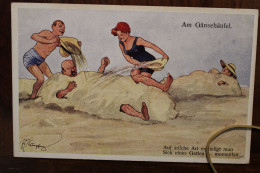 Ak 1940's CPA DR Allemagne Deutsches Reich Humour Illustrateur Plage - Other & Unclassified