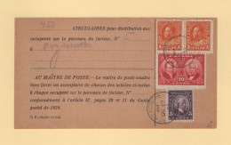 Canada - Depot De 450 Circulaires Pour Distribution Aux Occupants Sur Le Parcours Du Facteur N°5 - 1927 - St Hyacinthe - Brieven En Documenten