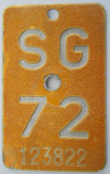 Velonummer Mofanummer St. Gallen SG 72 - Plaques D'immatriculation