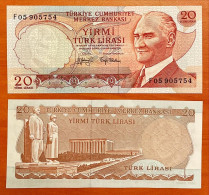 Turkey Turkiye 20 Lira 1974 P 187 Prefix F UNC - Turquie