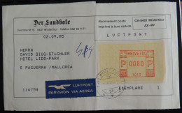 Der Landbote 8401 Winterthur 1985 > Paguerra [sic!] Mallorca - Luftpost - Affrancature Meccaniche