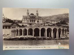 MONTE-CARLO LE TIR AUX PIGEONS ET LE CASINO VUS DE LA MER MONACO CPA 1914 - Monte-Carlo