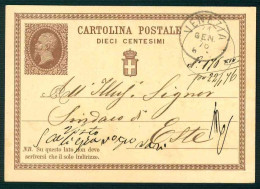 VX411 - CARTOLINA POSTALE 10 CENTESIMI  STORIA POSTALE INTERO POSTALE 1876 DA VENEZIA AD ESTE - Stamped Stationery