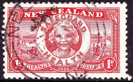 NEW ZEALAND 1936 1d + 1d Scarlet Health Camp SG598 Used - Usati