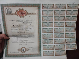 DOC001 - PRESTITO OBBLIGAZIONARIO 7% - EMISSIONE 1957 - SAROM 99 - PETROLIO - 50 OBBLIGAZIONI + 26 CEDOLE BOND - Erdöl