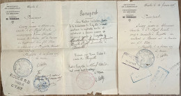 LOT DE 3 LAISSEZ PASSER PASSEPORT / MAIRIE DE POUZOLLES HERAULT / 1914 & 1915 - Sonstige & Ohne Zuordnung
