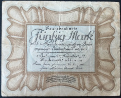 50 Mark - Funfzig Mark - 1918 Reichsbanknote - Germany / N° 545081 - 50 Mark
