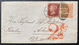 Grande Bretagne Lettre MAI 1873 N°32 1P Pl 137 + 4 Pence Pl 13 Oblitérés Killer 280 D'EPSOM Pour La SUEDE ASKERSUND TTB - Cartas & Documentos