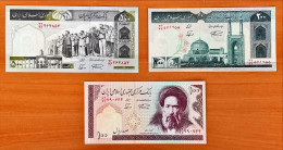 Iran 100/200/500 Rials Serial 33/99 3 Different Replacement Set UNC - Iran