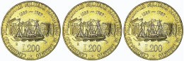 ITALIA - Lire 200 1989 Arsenale Di Taranto - FDC/Unc Da Rotolino/from Roll 3 Monete/3 Coins - 200 Liras