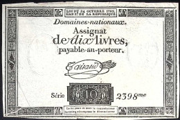 FRANCE * Assignat De 10 Livres * Date 24/10/1792  An I * Filigrane Royal * Etat/Grade TTB+/XF * - Assignats & Mandats Territoriaux