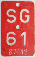 Velonummer St. Gallen SG 61 - Plaques D'immatriculation
