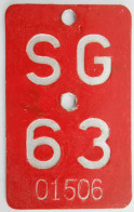 Velonummer St. Gallen SG 63 - Number Plates