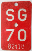 Velonummer St. Gallen SG 70 - Nummerplaten