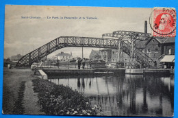 Saint-Ghislain 1913: Le Pont, La Passerelle Et La Verrerie Animée - Saint-Ghislain