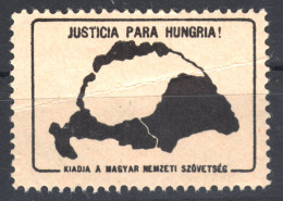 SPAIN WW1 Trianon Map Revisionism Hungary LABEL CINDERELLA VIGNETTE Occupation SHS Serbia Romania Transylvania Croatia - Wohlfahrtsmarken