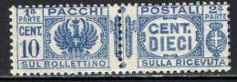 ITALIA REGNO - 1927 - AQUILA SABAUDA A SINISTRA E VALORI IN LETTERE A DESTRA CON FASCI AL CENTRO - 10 CENT. - MNH - Paketmarken