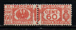 ITALIA REGNO - 1927 - AQUILA SABAUDA A SINISTRA E VALORI IN LETTERE A DESTRA CON FASCI AL CENTRO - 60 CENT. - MNH - Postal Parcels