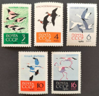 RUSSIE / YT 2609 - 2613 / FAUNE - OISEAU - FLAMANT - OIE - GRUE - CANARD - ETOURNEAU / NEUFS ** / MNH - Flamants