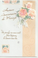 Carte Depliante D'heureux Anniversaire De Mariage Avec Ajoutis Fleurs Un Jour La Vie Nous Unit Pour Toujouavec Enveloppe - Noces