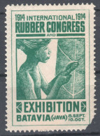 Batavia Jakarta Java Indonesia RUBBER Tree Industry CONGRESS 1914 NETHERLANDS LABEL CINDERELLA VIGNETTE - Usines & Industries