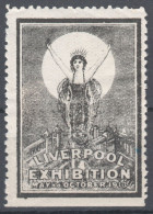 LIVERPOOL EXHIBITION Fair 1913 Great Britain LABEL CINDERELLA VIGNETTE - MH - Cinderella