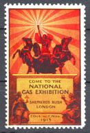 GAS Light Energy LONDON EXHIBITION Fair 1913 Great Britain LABEL CINDERELLA VIGNETTE Shepherd's Bush - Gaz