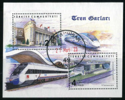 Türkiye 2019 Mi 4469-4470 [Block 186] Train Stations, Railways, Flag - Usados