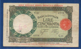 ITALIAN EAST AFRICA - P.1a – 50 Lire 14.06/12.09.1938 F+, S/n C36 1772 - Afrique Orientale Italienne