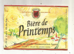 étiquette De BIERE, DUYCK , BIERE DE PRINTEMPS, Blonde De Garde , Brassée à JENLAIN EN AVESNOIS; Nord - Beer