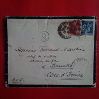 LETTRE POUR BOUAKE COTE D IVOIRE CHEF DE SECTION CHEMIN DE FER - Storia Postale