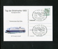 "BUNDESREPUBLIK DEUTSCHLAND" 1993, Privatpostkarte "Faehrbruecke Kiel-Oslo", SSt. (12843) - Postales Privados - Usados