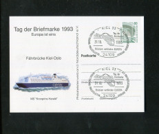 "BUNDESREPUBLIK DEUTSCHLAND" 1993, Privatpostkarte "Faehrbruecke Kiel-Oslo", SSt. (12843) - Privatpostkarten - Gebraucht