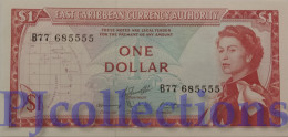 EAST CARIBBEAN 1 DOLLAR 1965 PICK 13F UNC GOOD SERIAL NUMBER "B77685555" - Ostkaribik
